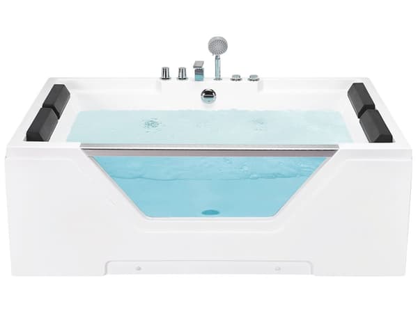 Bubbelbad Vit akryl Hydromassage Bubbelpool 2-sits 170 x 120 cm med nackstöd