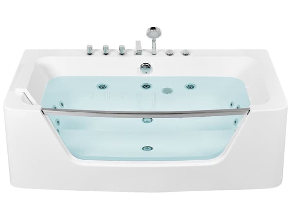 Bubbelbad Vit Sanitetsakryl Enkel 170 x 80 cm 9 Jets Rektangulär Modern stil
