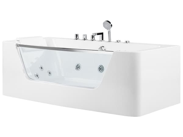 Bubbelbad Vit Sanitetsakryl Enkel 170 x 80 cm 9 Jets Rektangulär Modern stil
