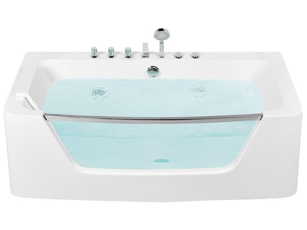 Bubbelbad Vit Sanitetsakryl Enkel 170 x 80 cm 9 Jets Rektangulär Modern stil