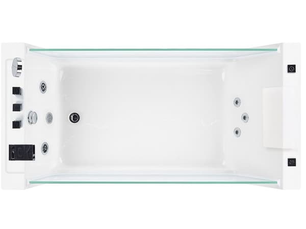 Bubbelbadkar Vit fristående Akryl Badkar med strålar Glaspaneler 170 x 80 cm