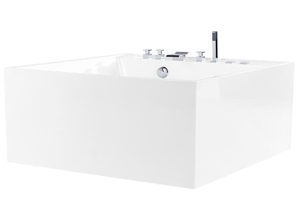 Bubbelbad Vit akryl 130 x 130 cm hydromassagebadkar Bubbelpool 2-sits