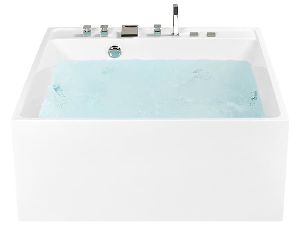 Bubbelbad Vit akryl 130 x 130 cm hydromassagebadkar Bubbelpool 2-sits