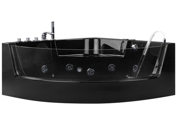 Hörnbubbelbadkar Svart Sanitär Akryl med LED 4 Jets Modern stil