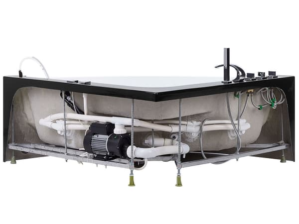 Hörnbubbelbadkar Svart Sanitär Akryl med LED 4 Jets Modern stil
