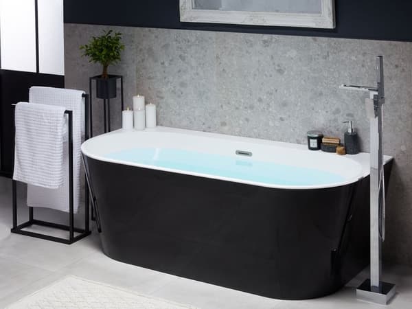 Badkar Svart Silver Akryl 170 x 80 cm Fristående Oval Blank Modern Kurvig