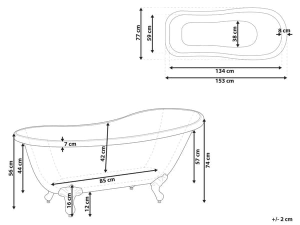 Badkar Vit Sanitetskryl 150 cm Blank Klassiskt Oval Fristående