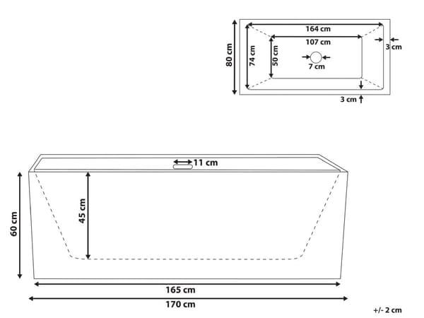 Fristående Badkar Röd Sanitär Akryl Enkel 170 x 76 cm Rektangulär Modern Stil