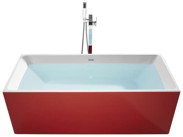 Fristående Badkar Röd Sanitär Akryl Enkel 170 x 76 cm Rektangulär Modern Stil