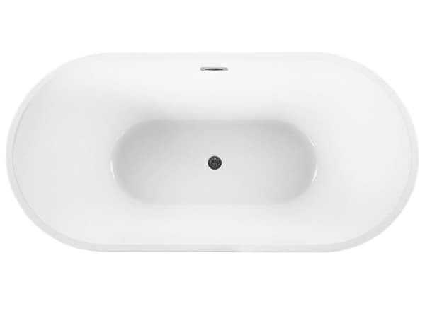 Fristående Badkar Svart Sanitär Akryl Enkel 160 x 80 cm Oval Form Bräddsystem Modern Design