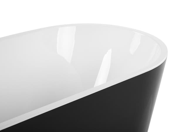 Fristående Badkar Svart Sanitär Akryl Enkel 160 x 80 cm Oval Form Bräddsystem Modern Design