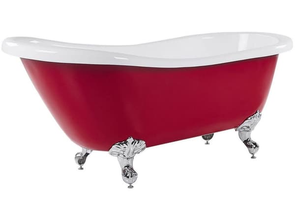 Badkar Röd Sanitetskryl 170 cm Blank Klassiskt Oval Fristående