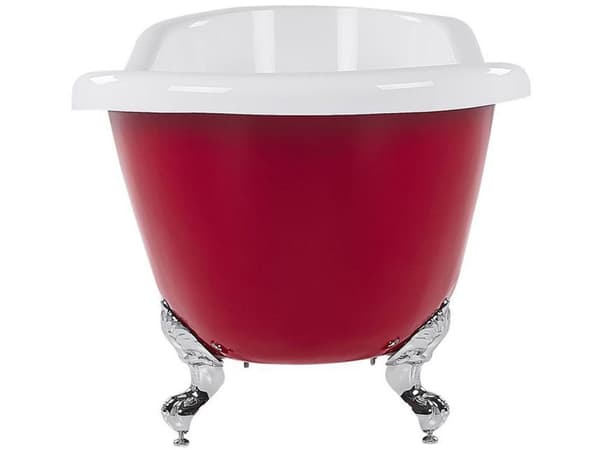 Badkar Röd Sanitetskryl 170 cm Blank Klassiskt Oval Fristående