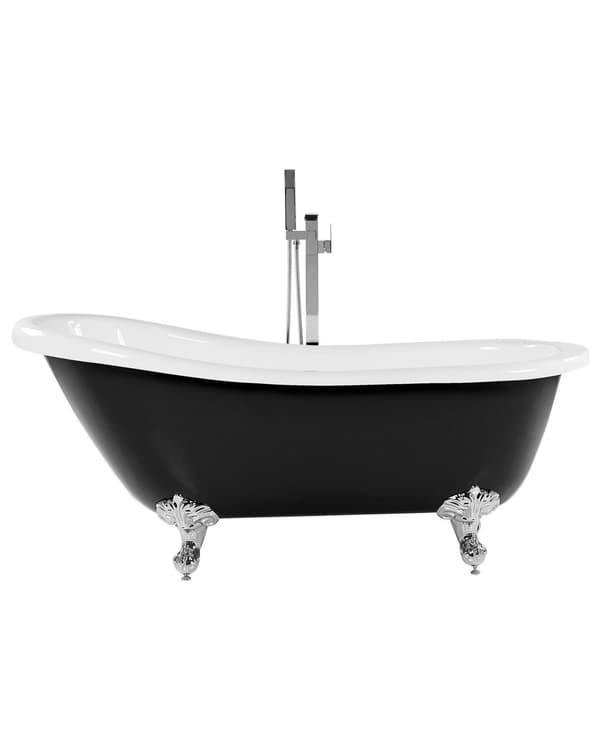 Badkar Svart Sanitetskryl 170 cm Blank Klassiskt Oval Fristående