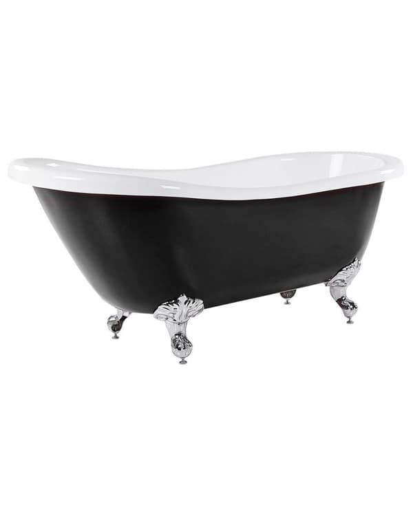Badkar Svart Sanitetskryl 170 cm Blank Klassiskt Oval Fristående