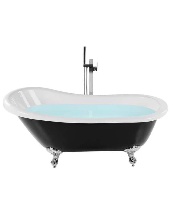 Badkar Svart Sanitetskryl 170 cm Blank Klassiskt Oval Fristående