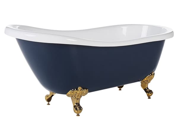 Badkar Blå Guld Sanitetskryl 150 cm Blank Klassiskt Oval Fristående