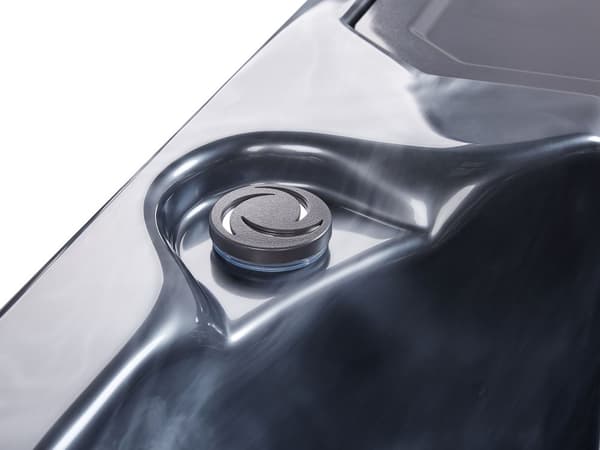 Spabad Grå Akryl 180 x 215 cm 4 platser 19 hydromassagestrålar Träeffekt Aluminium med LED-ljus