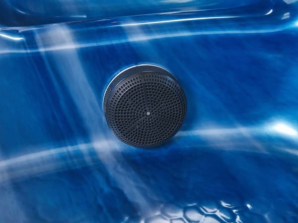 Spabad Blå Akryl 180 x 215 cm 4 platser 19 hydromassagestrålar Träeffekt Aluminium med LED-ljus