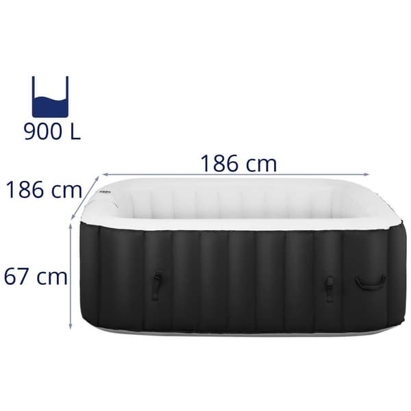 Uniprodo Uppblåsbart spa - 900 L - 6 personer - 130 luftdysor - Svart/vit