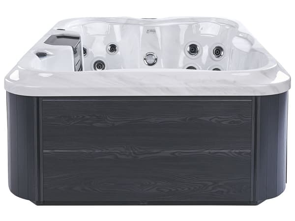 Boblebad Badekar Hvit Akryl Utendørs 180 x 215 cm LED-lys 4-seter Vannmassasje