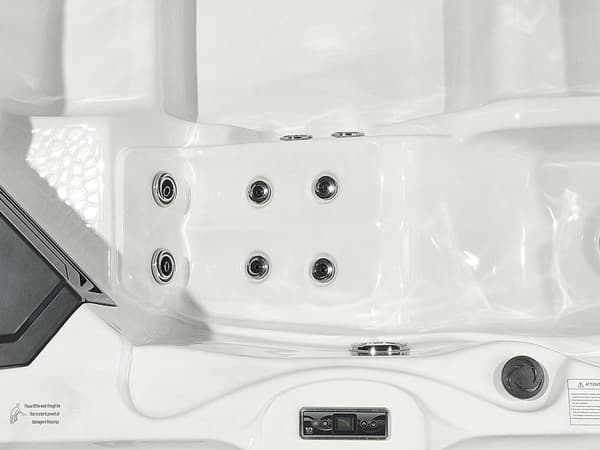 Boblebad Hvitt Akryl 210 x 210 cm 28 dyser Grå Aluminium Utendørs med LED