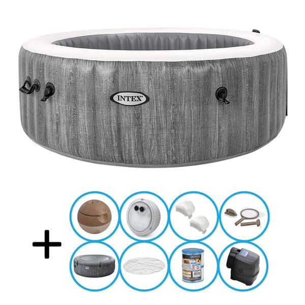 Jacuzzi - Intex - Greywood Deluxe - 216 x 71 cm - Grå - Med vedligeholdelsessæt