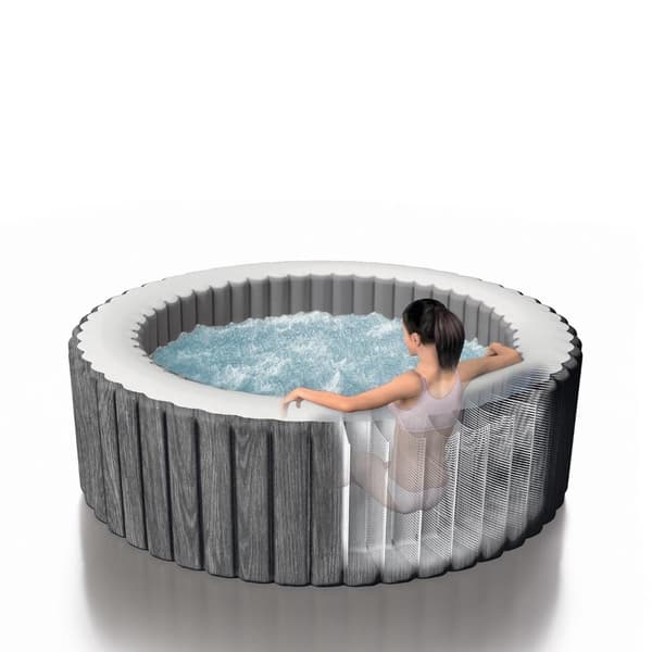 Intex - Greywood Deluxe - Jacuzzi - 216 x 71 cm - Grå - Inklusive underhållspaket och mugghållare