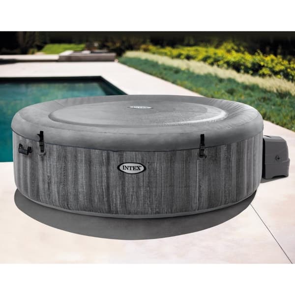 Intex - Greywood Deluxe - Jacuzzi - 216 x 71 cm - Grå - Inklusive underhållspaket och mugghållare
