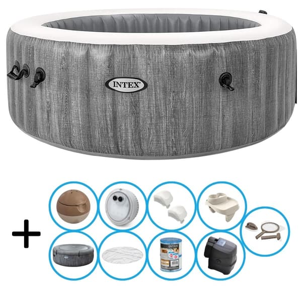 Intex - Greywood Deluxe - Jacuzzi - 216 x 71 cm - Grå - Inklusive tillbehör