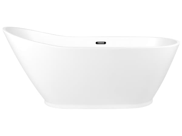 Badkar Vit Akryl 170 x 75 cm Ovalt Bräddavloppssystem Matt Finish Fristående Modern