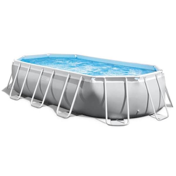 INTEX Tubular Above Ground Pool Kit - Pris Ram - 503 x 274 x 122 cm - Oval (Pump, lock, markduk och stege) - 26796NP