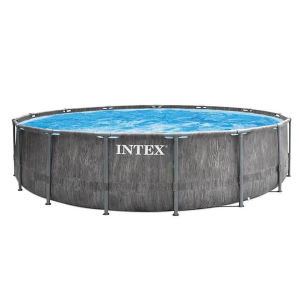 INTEX Tubular Above Ground Pool Kit - Pris Ram - 457 x 122 cm - Rund (Pump, lock, markduk och stege) - 26742NP