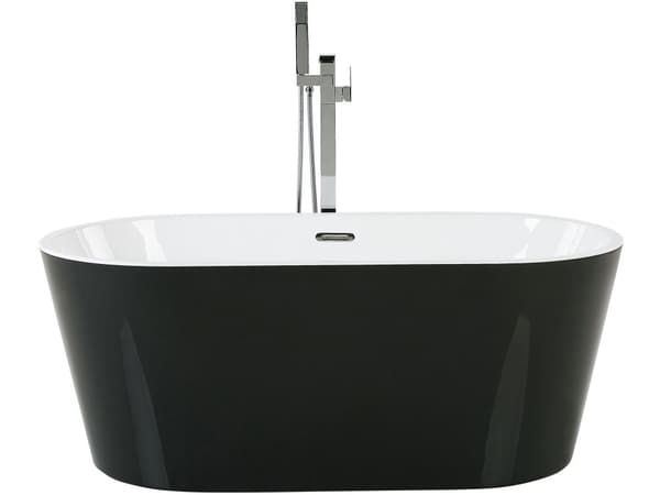Fristående Badkar Svart Sanitär Akryl Enkel 170 cm Oval Form Bräddsystem Modern Design