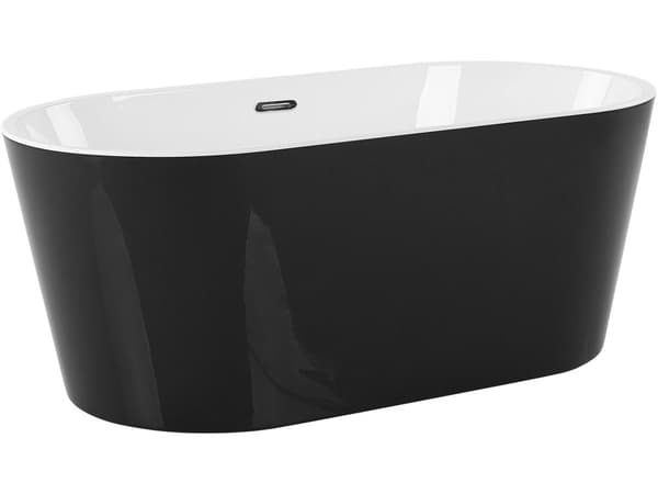 Fristående Badkar Svart Sanitär Akryl Enkel 170 cm Oval Form Bräddsystem Modern Design