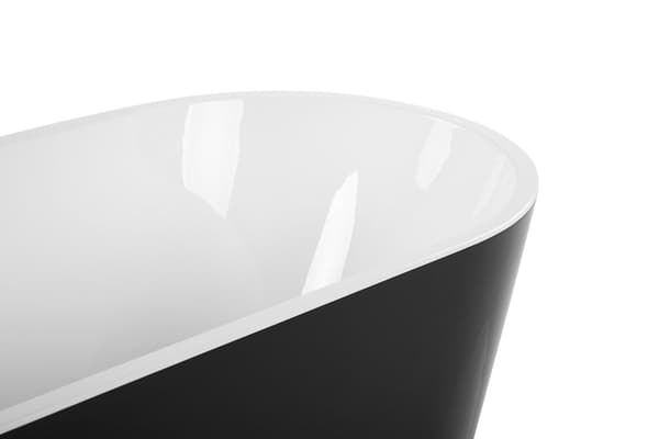 Fristående Badkar Svart Sanitär Akryl Enkel 170 cm Oval Form Bräddsystem Modern Design