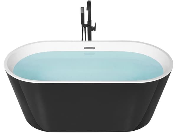Fristående Badkar Svart Sanitär Akryl Enkel 170 cm Oval Form Bräddsystem Modern Design
