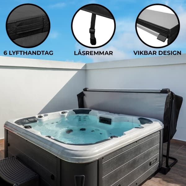 Hot Tub Cover Thermal Jacuzzi Square Hard Protection Weather Resistant PVC Leather Insulating EPS Foam UV, Mold and Fire Resistant Lockable 6 Handles