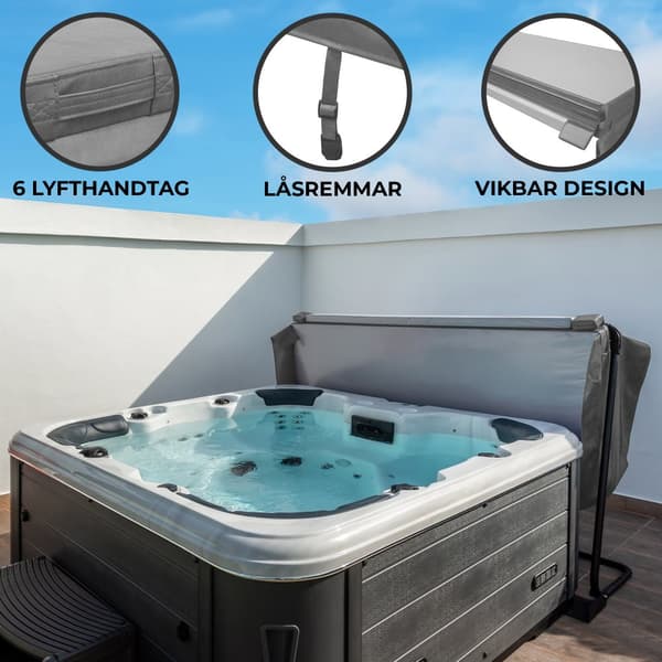 Hot Tub Cover Thermal Jacuzzi Square Hard Protection Weather Resistant PVC Leather Insulating EPS Foam UV, Mold and Fire Resistant Lockable 6 Handles