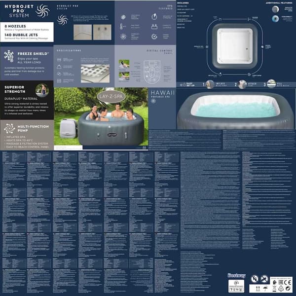 Bestway Lay-Z-Spa Uppblåsbart spabad Hawaii HydroJet Pro