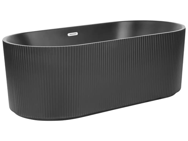 Fristående badkar Matt svart akryl 169 x 80 cm Oval form Räfflad yta Modern stil Badrum