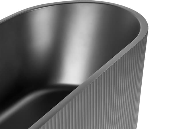 Fristående badkar Matt svart akryl 169 x 80 cm Oval form Räfflad yta Modern stil Badrum