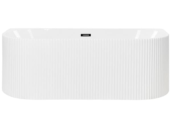 Ovalt vägghängt badkar Matt vit akryl 171 x 90 cm Räfflad yta Modern stil Badrum