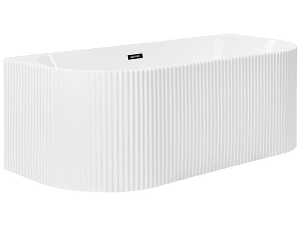 Ovalt vägghängt badkar Matt vit akryl 171 x 90 cm Räfflad yta Modern stil Badrum