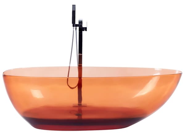 Fristående badkar Transparent Röd Solid yta 169 x 78 cm Oval Enkel Modern Design