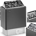 Miniatyrbillede 1 af 6: Elektrisk saunavarmer 3-6 m3 op til 110C 400 V 4,5 kW sort og sølv
