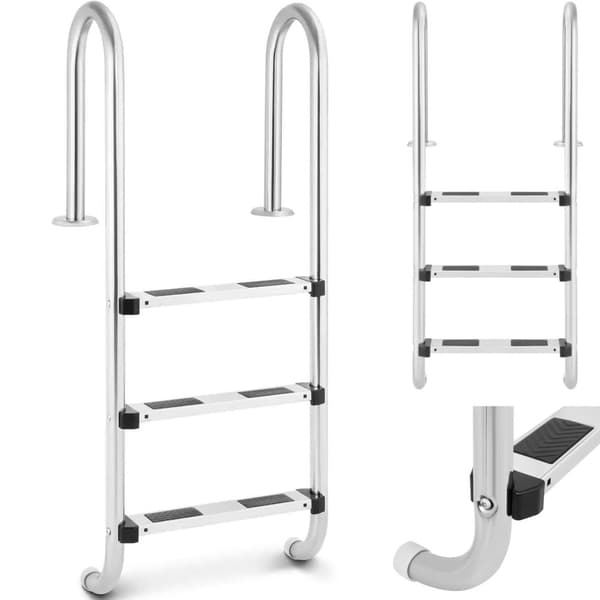 Ruostumattomasta teräksestä valmistetut allastikkaat, 3 askelmaa, 1320 mm