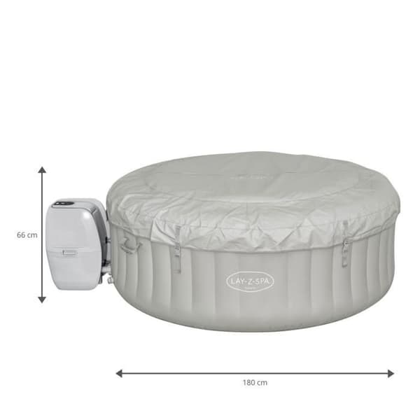 BESTWAY Lay-Z-Spa Tahiti uppblåsbart spa - 180 x 66 cm - 2 till 4 platser - Runt (lock, pump, patron, diffusor och LED-ljus)