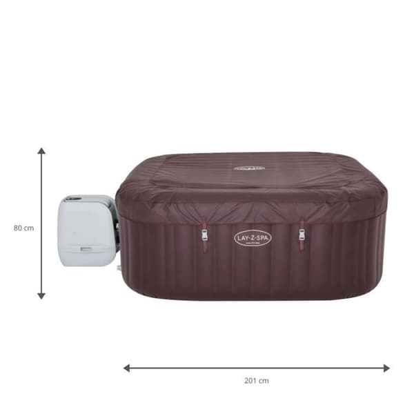 Spa gonflable BESTWAY - Lay-Z-Spa Maldives - 201 x 201 x 80 cm - 5 till 7 platser - Fyrkantig (Täckning, pump, cartridge, diffusor)