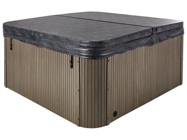 Udendørs hvid akrylspa 225 x 225 cm 7-personers spa 55 dyser med LED-varme Kabinet med låg